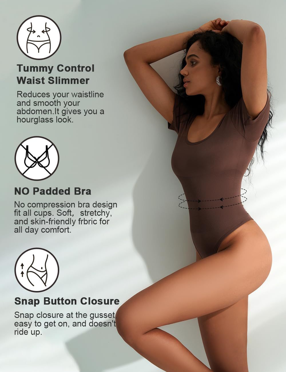 Europejski i amerykański gorset z kwadratowym dekoltem, dopasowany, bezszwowy, z krótkim rękawem i dekoltem w kształcie litery T z tyłu