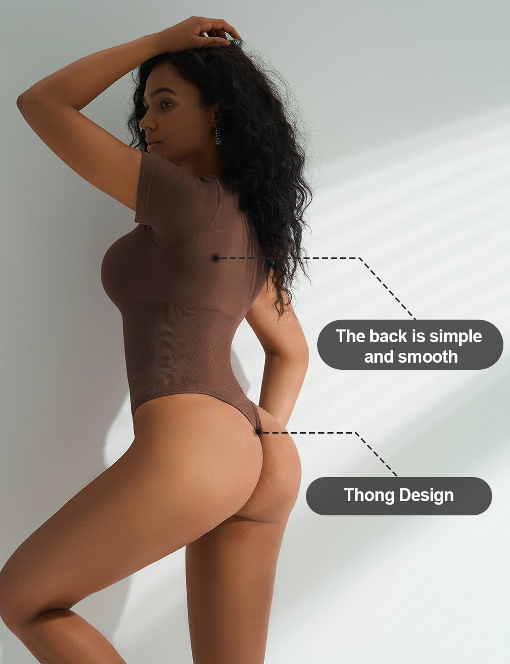 Europejski i amerykański gorset z kwadratowym dekoltem, dopasowany, bezszwowy, z krótkim rękawem i dekoltem w kształcie litery T z tyłu